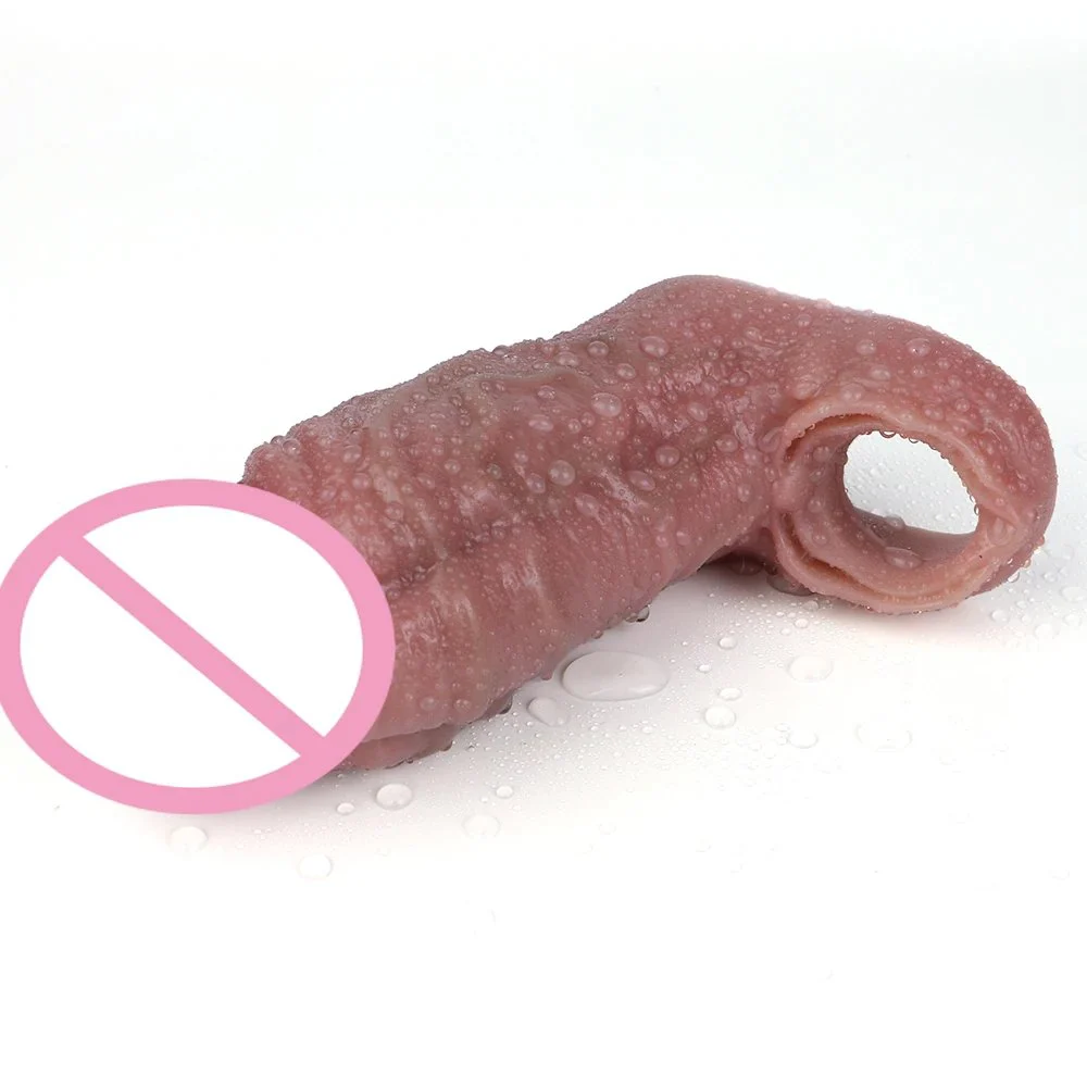 Reusable Silicone Penis Sleeve for Men Extension Enlarger Delay Ejaculation Ring with Elastic Fit