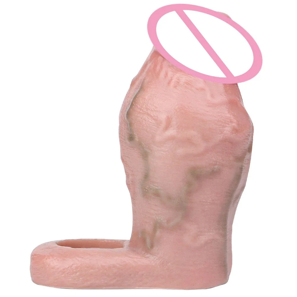 Realistic Silicone Hollow Penis Sleeve Enlargement Thick Soft Silicone Cock Ring Sleeve Penis Enlargement Adult Toy for Man