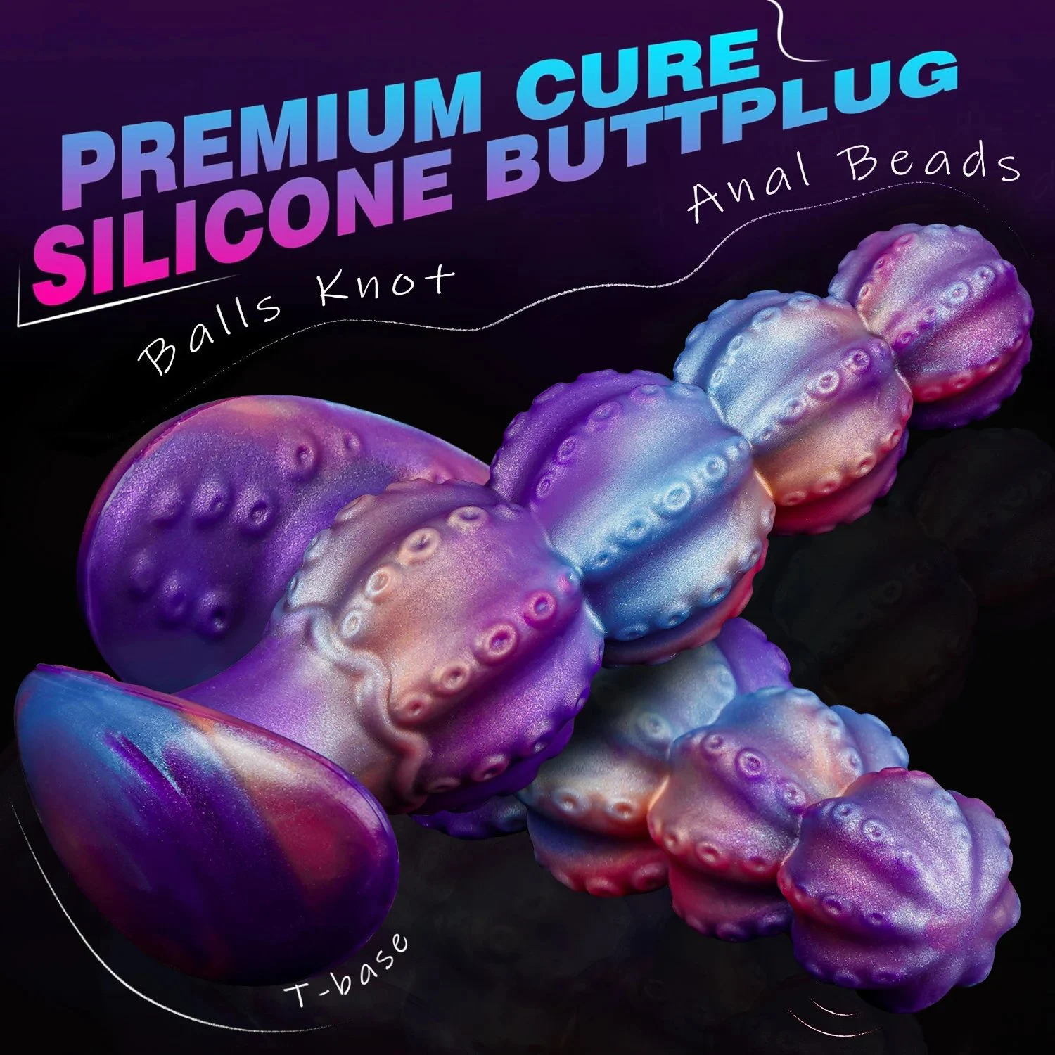 Liquid Silicone Cactus Shape with Octopus Suction Cup Alien Anal Plug Dildo for Adult Anal Sex Masturbation