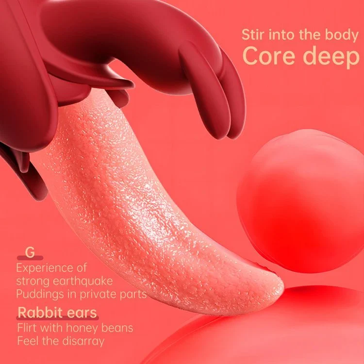 Powerful Clitoris Tongue Licking Sucking Rabbit Vibrator Nipple Sucking Massager Sex Toys for Women