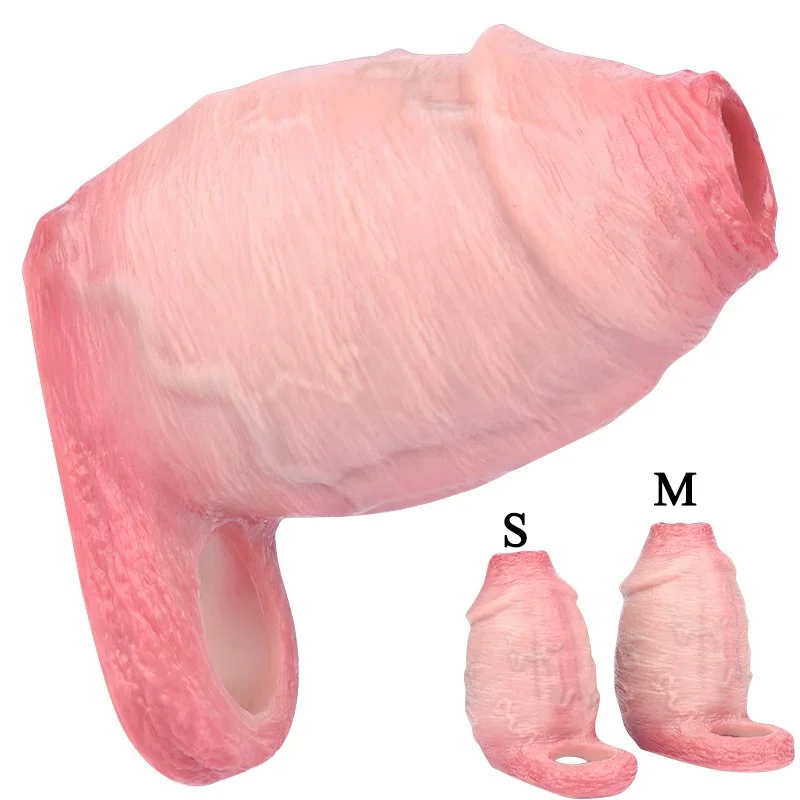 Realistic Penis Sleeve Open-ended Silicone Realistic Thick Hollow Dildo Size S M Cock Enlargement Sex Toy for Men