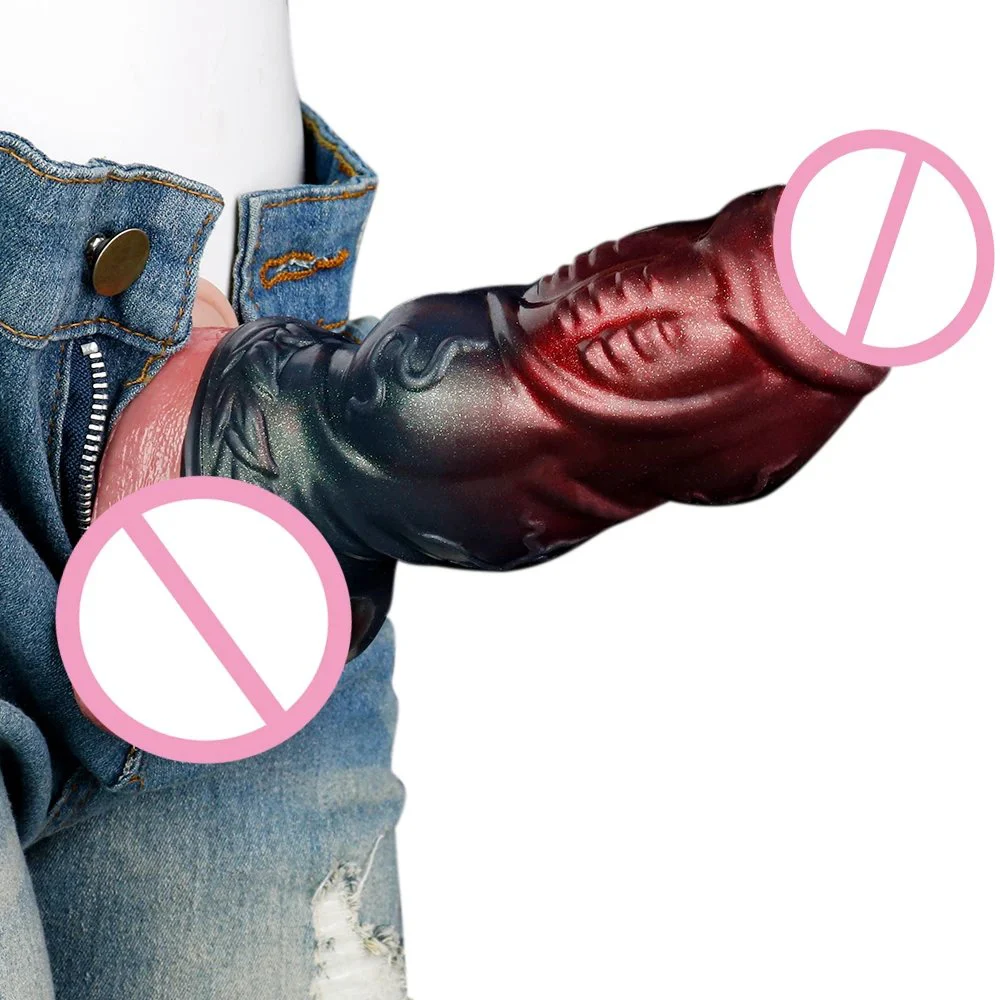 Size up Male Penis Condom, Not Easy to slip off No Trace to Wear the Soft Male Toys Fantasy Dildo Cover for Men