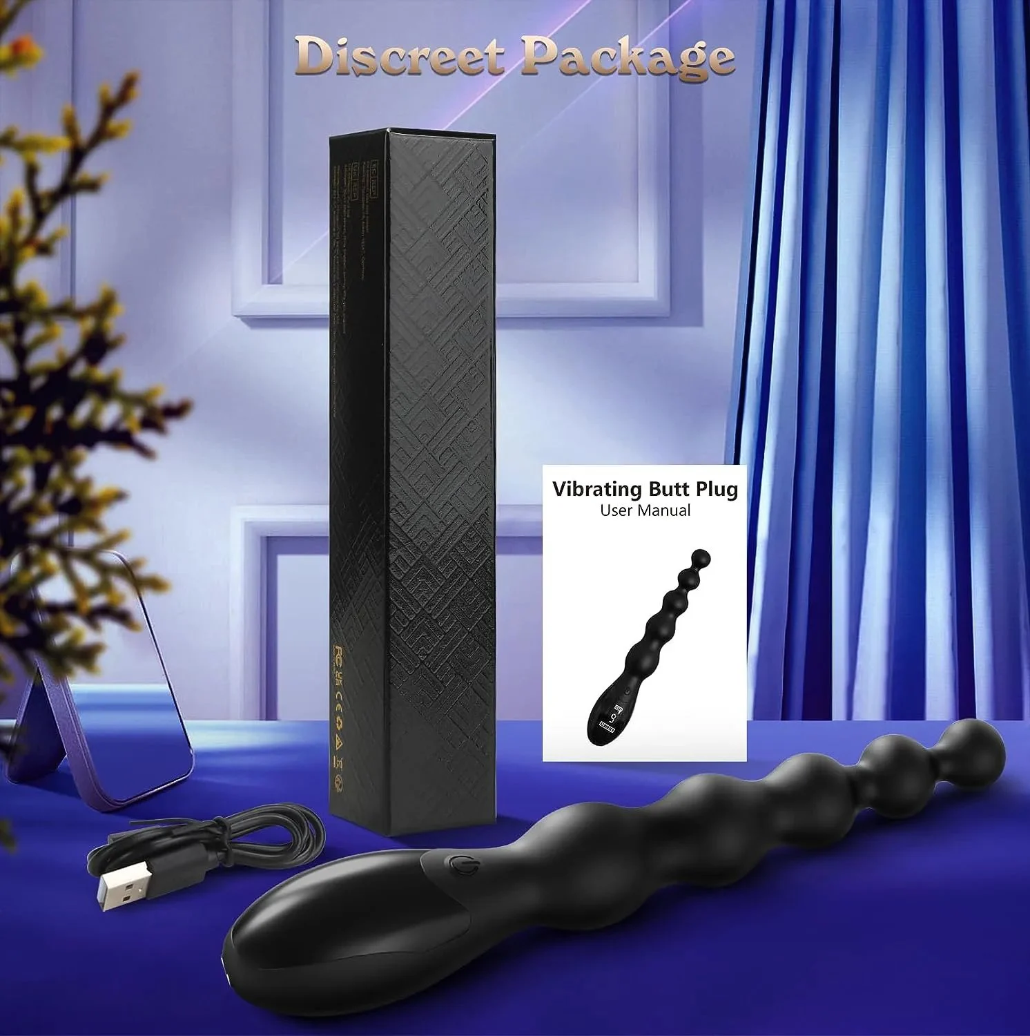LCD Vibrates Anal Plug Flexible Stimulator Plug Anal Beads Massager Sex Toys for Men and Women Anal Vibrator