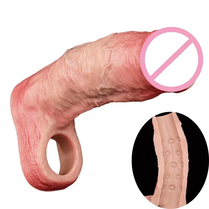 Open-head Silicone Hollow Dildo Male Penis Enlarge Sleeve Cock Cover 3 Sizes Dick Enlargement Sex Toys For Men