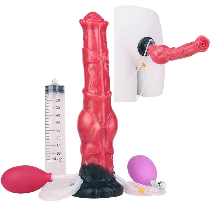 12 Inch adult Silicone Horse Inflatable Squirting Cock Dildo Realistic Ejaculating Red Dildos with Powerful Hands-Free Suction Cups