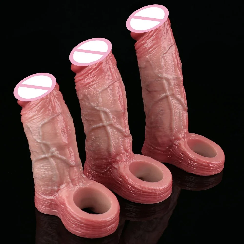 S M L Men Cock Condom Penis Cuff Thickened Testicle Penis Ring Delay Ejaculation for Man