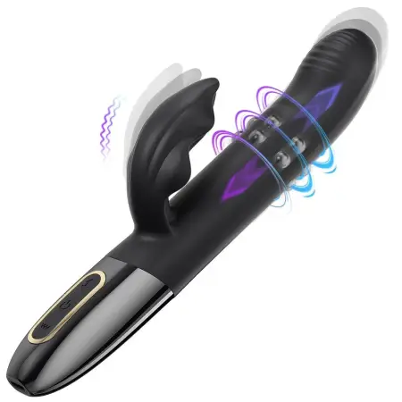 Powerful USB Handheld 10 Modes Sex Thrusting Rotating Vibrator Sex Toy for Women 3 in 1