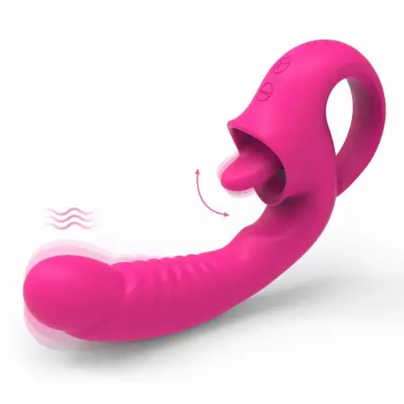 Lure Female Button Tongue Licking Vibration Masturbation Massage Stick Private Parts Insert Adult Toys