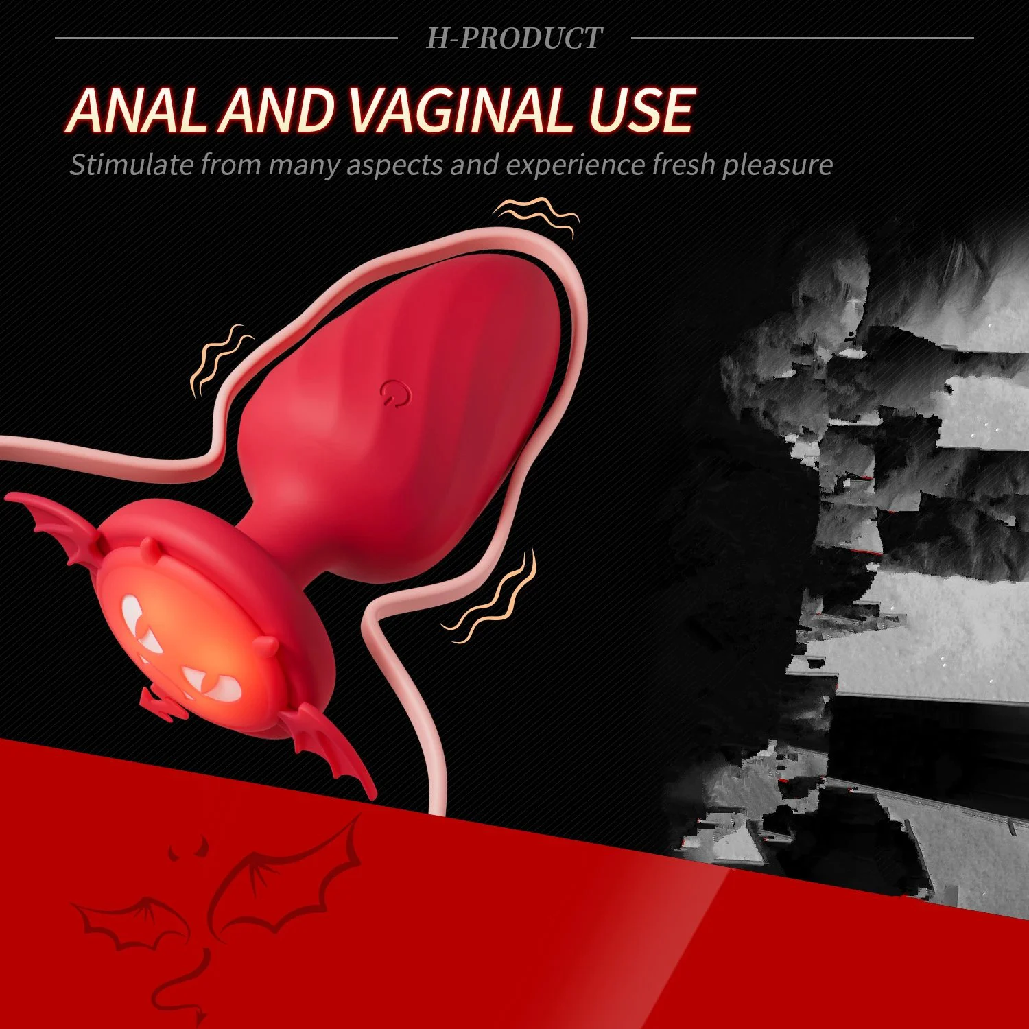 Demon Remote Anal Plug Silicone Anal Plug With Light Female Butt Plug Anal Bead Toys for Male Men Women Colorful Light