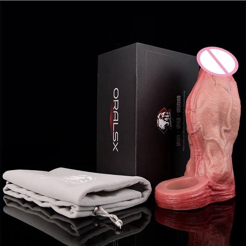 Penis Sleeve Silicone Dildo Enlarger Sex Toys for Men Adult Soft Realistic Cover Accessories for Penis Male Sex