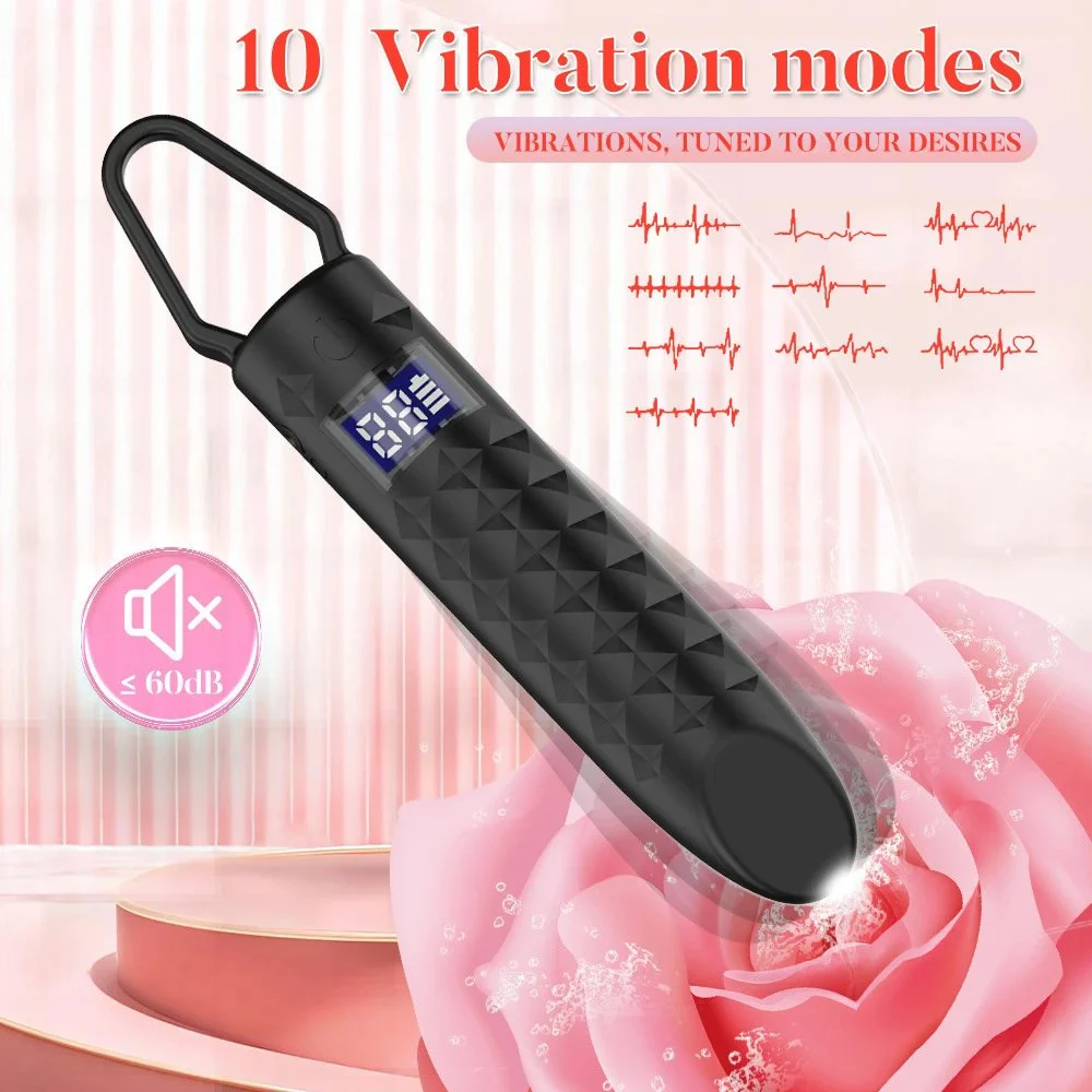 LED Display Bullet Vibrator Sex Toy for Women Female Sex AV Toys 10 Vibration Portable Lipstick Vibrator