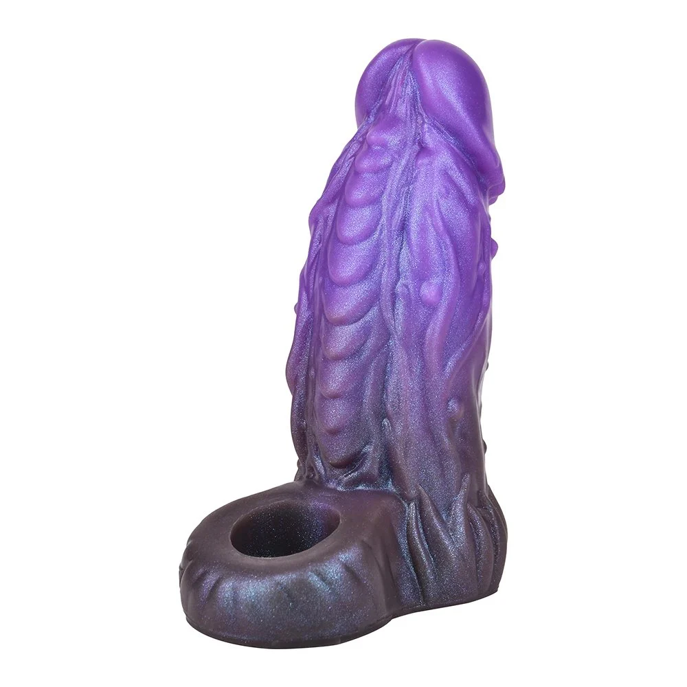Soft Silicone Penis Enlargement Sleeve Amber Purple Fantasy Dildo Male Penis Extender Couple Sex Toys