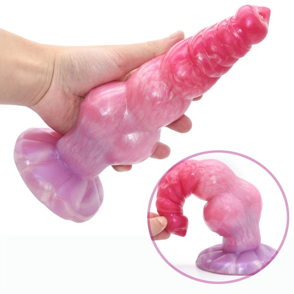 Pink Soft Color Sex Toys Silicone Monster Dildo With Artificia Dog Knot Dildo Animal Dildo for Women