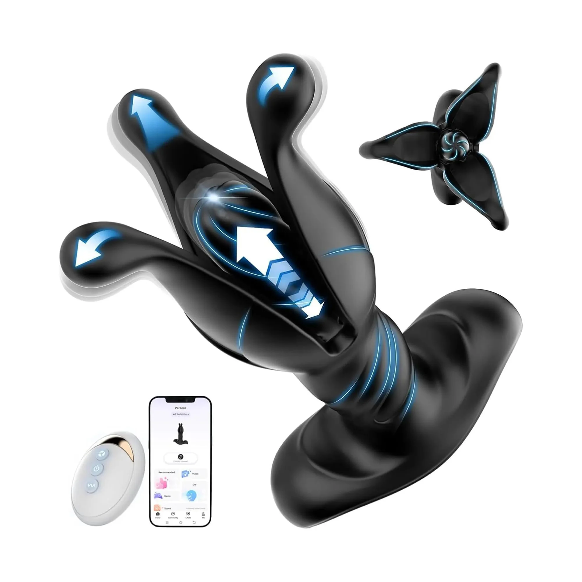 Prostate Massager Anal Plug for Men-Waterproof Remote Control Vibrator 9 Tension Modes APP Flapping Thrusting