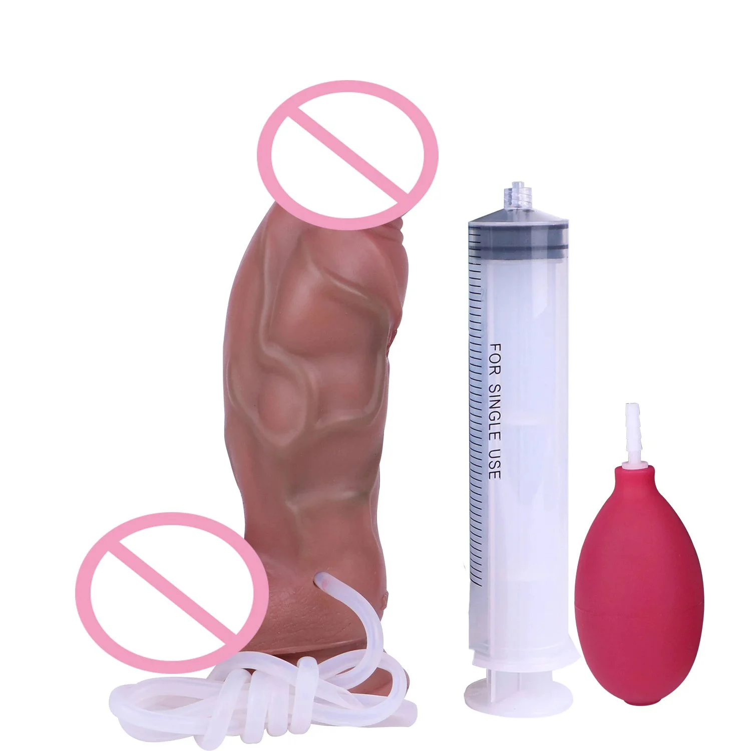 19.5cm Squirting Anal Plug with airbag and Injector Sex Toys