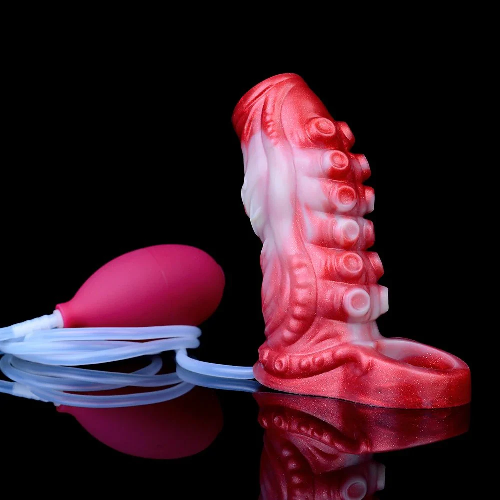 Squirting Penis Sleeve Enlargement Reusable Condom Jet Lubrication Function Anti-off Design Enlargement Extender for Male Sex