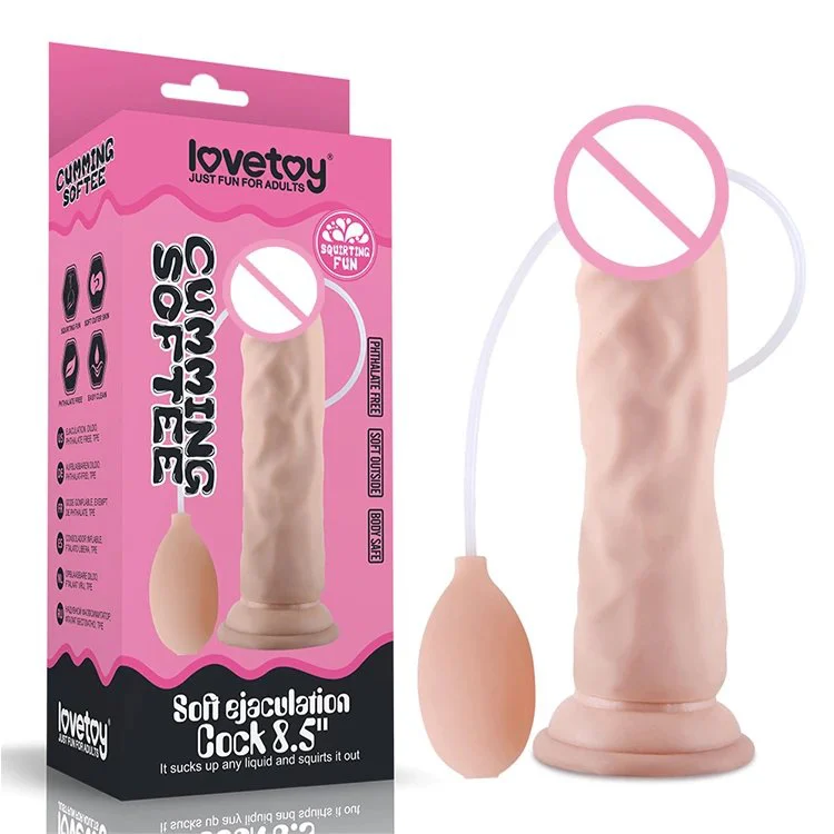 Phthalate Free Cumming Softee Water Spay Pump Squirting 8.5 Soft Ejaculation Dildo Sextoys