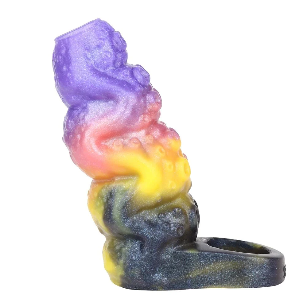 Soft Silicone Open Penis Enlargement Sleeve Allure Blaze Fantasy Monster Dildo Male Penis Extender Sex Toys
