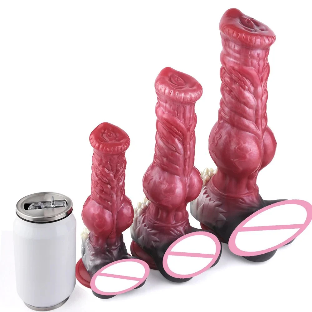 13.3 Inch Artificial Wolf Dildo Sex Shop Toy Realistic Platinum Silicone Anal Plug for Women