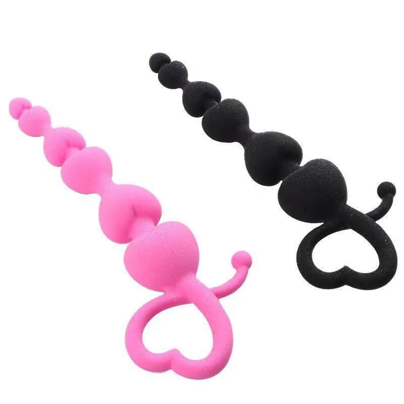 Pull Beads Back Court Anal Dilatation Adult Interest Silicone Anal Plug Tail Pull Beads
