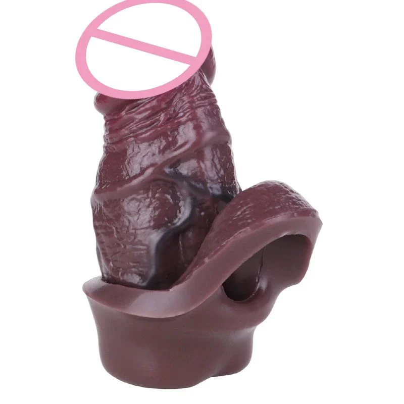 Realistic Black Penis Sleeve Extender - Soft & Stretchable Silicone Cock Sleeve for Men, Couples Sex Toys Enhance