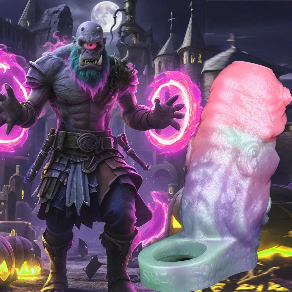 Soft Samurai Mask Styling Penis Sleeve with Galactic Charm Color Delay Ejaculation G-spot Dildo Sleeve for Male