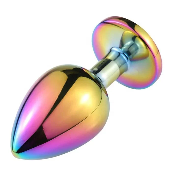 Colorful 3pcs Luxury Anal Plug Silicone and Metal Jeweled Fetish Anal Dildo and Anal Beads for Cosplay Role Play