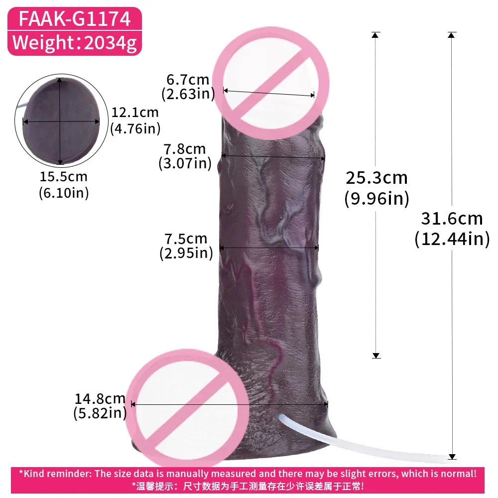 13.44 Inch Large Realistic Squirting Dildo Medical Grade Dual Density Silicone Strong Suction Cup Adult Toy