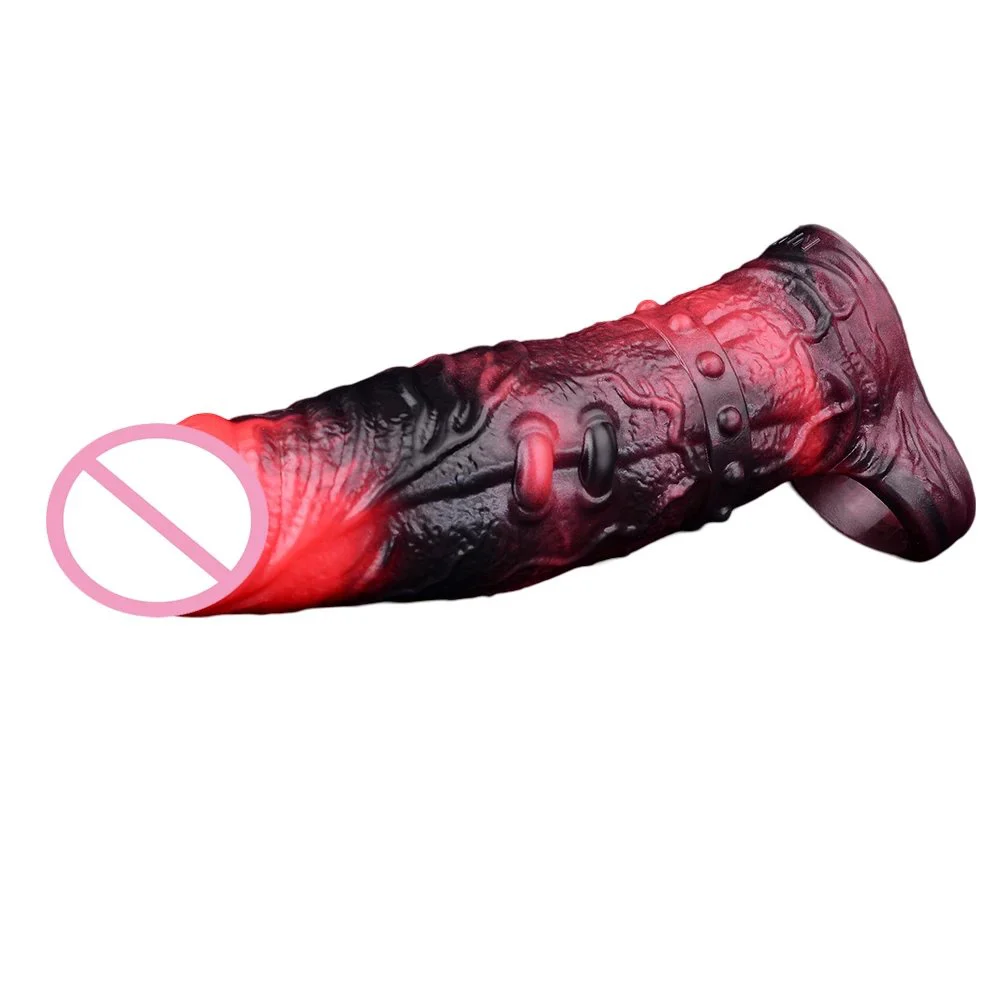 Reusable Vibration Penis Sleeve Fantasy Cock Ring Extender Ultra-Soft Cock Sleeves Penis Enlarger for Man