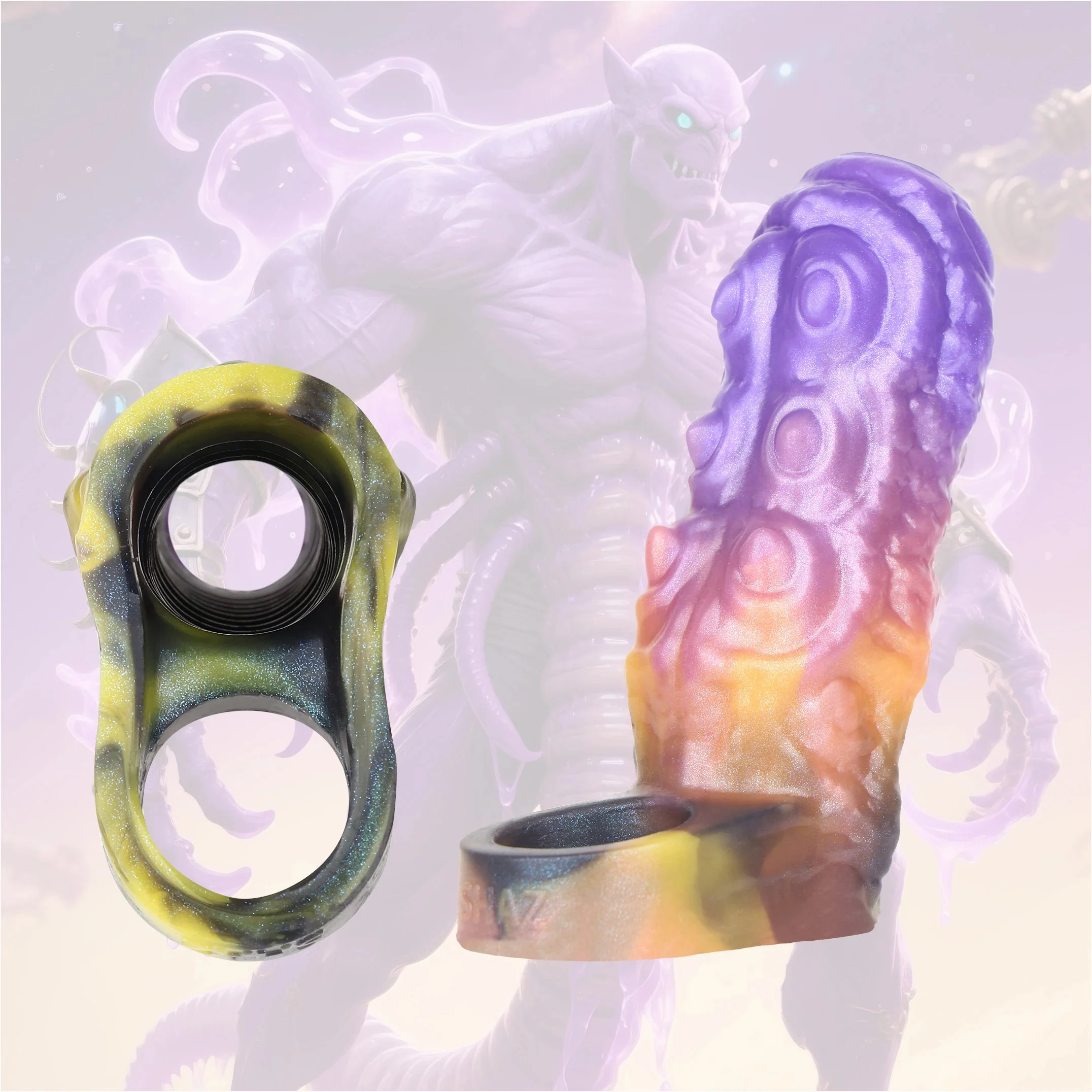 Soft Silicone Penis Enlargement Sleeve Fantasy Monster Dildo Open Male Penis Extender Sex Toys