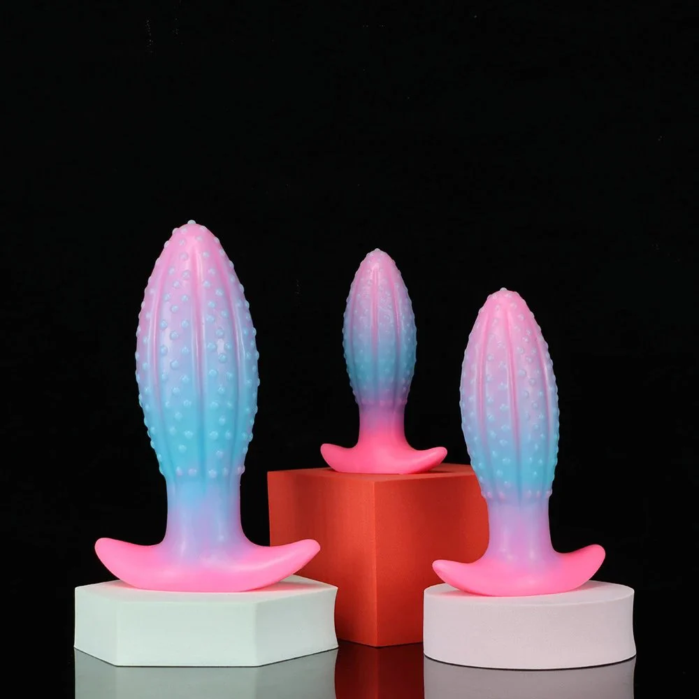 New Arrival Pineapple Anal Plug Luminous Silicone Masturbation Toy for Female & Male Bump Dotted Design