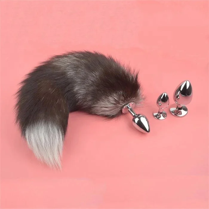 Fox Tail Metal Butt Plug Anal Sex Toys for Adult Games or Cosplay