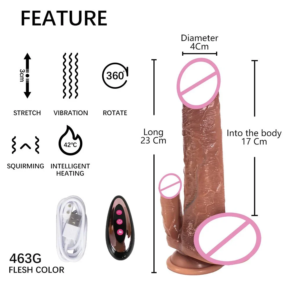 4cm Diameter Huge Big Thick Heating Thrusting Realistic Dildo Tongue Vibrator Sex Toys for Women