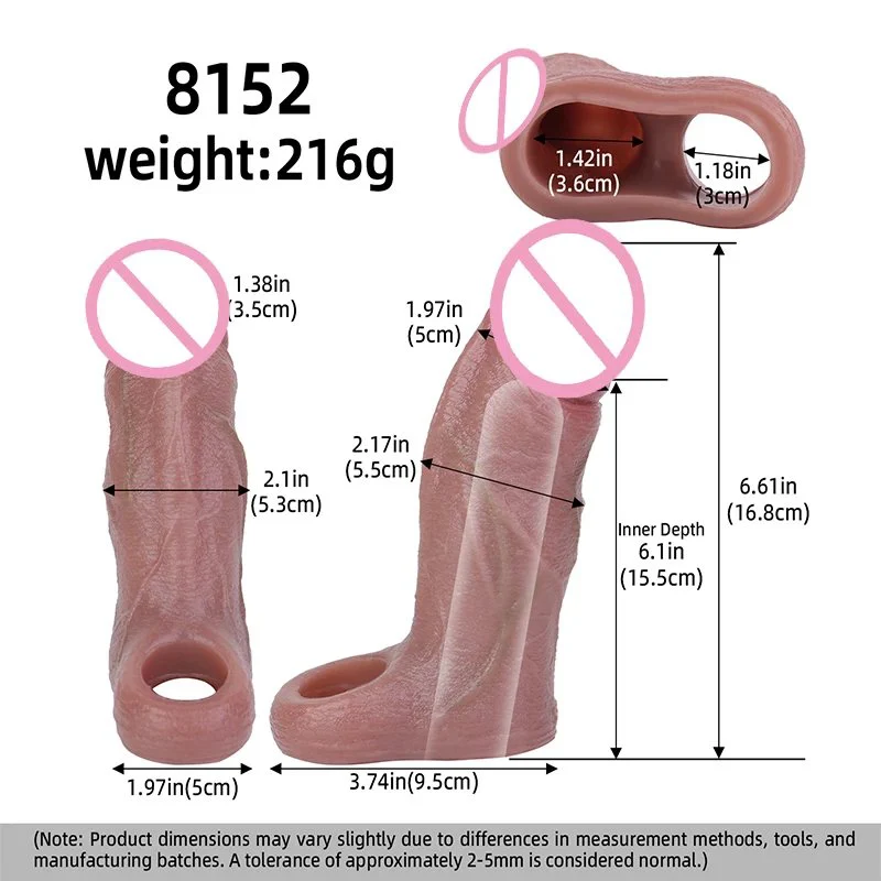 Realistic Penis Sleeve Cock Ring Penis Extender Ultra-Soft Silicone Cock Sleeve Sex Toys