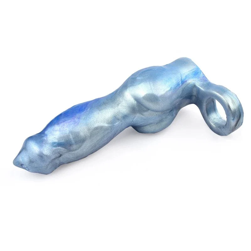 Penis Sheath Dog Dildo Shape With Anti-Off Ring 7cm Big Knot Enlargement Silicone Dick Cover Sex Toys for Couples