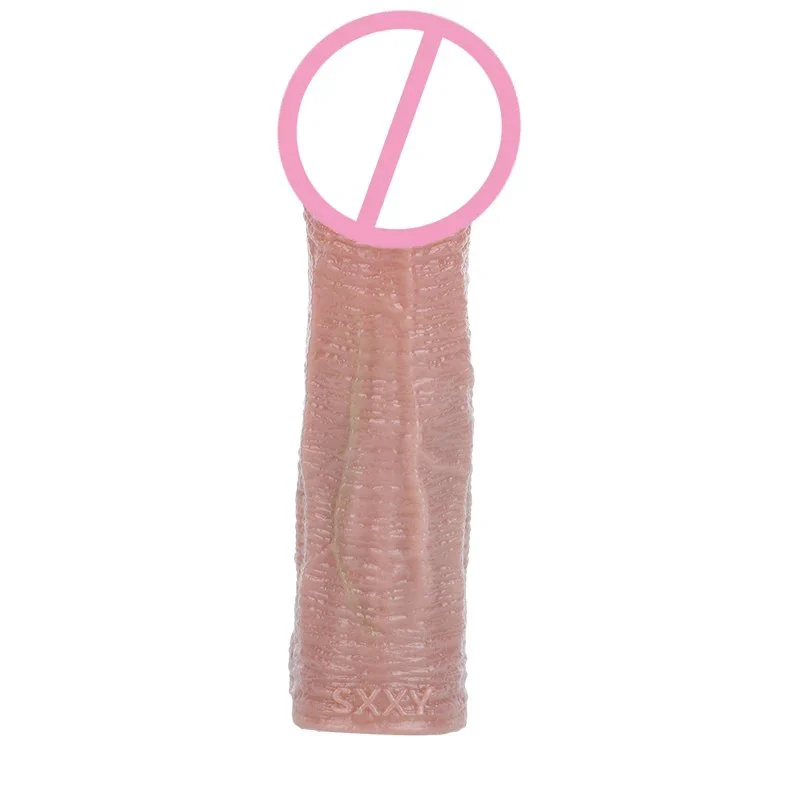 Reusable Penis Sleeve with Cock Ring,Open-Ended Ultra-Soft Silicone Cock Sleeve Penis Enlarger for Couple Men Adult Sex Toy