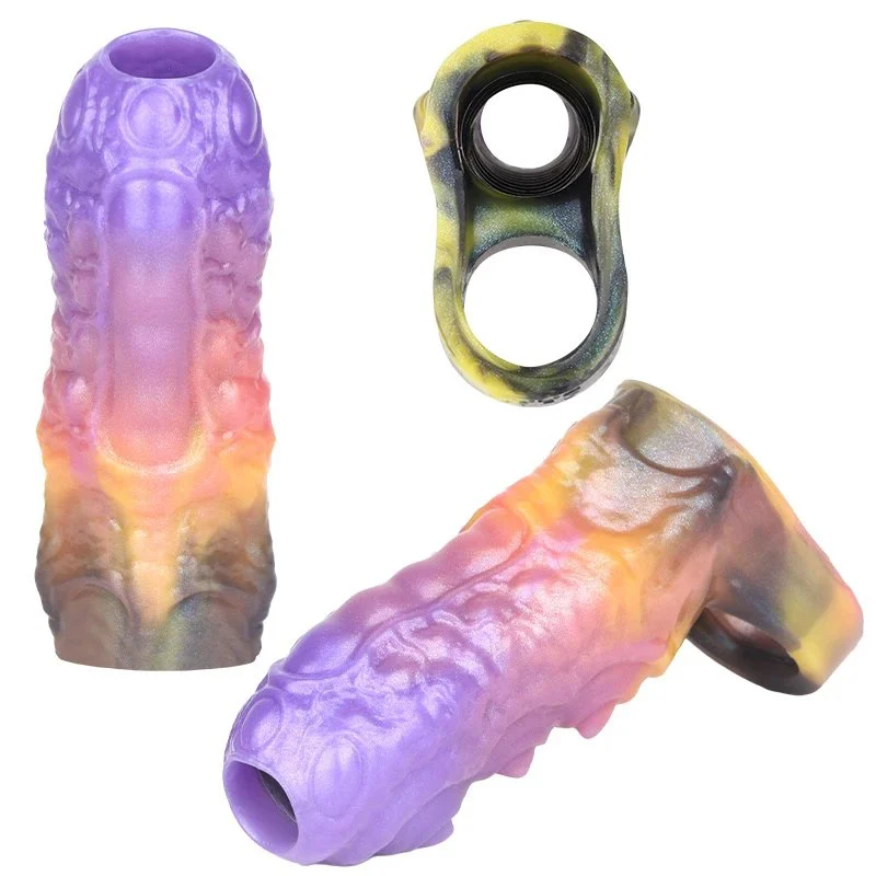 Safe Silicone Male Penis Extender Effective Penis Size Enlargement Dildo Sleeve Opening Design High Quality Sex Toys