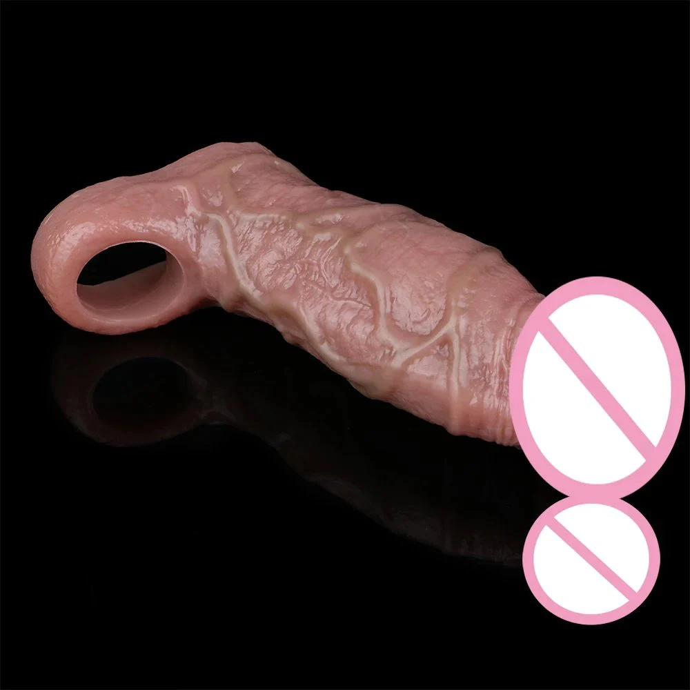 Soft Silicone Condom Enlargement Extender Sex Toys Penis Sleeve Realistic Penis for Men Sexual Tools Reusable Condom Cock Sleeve