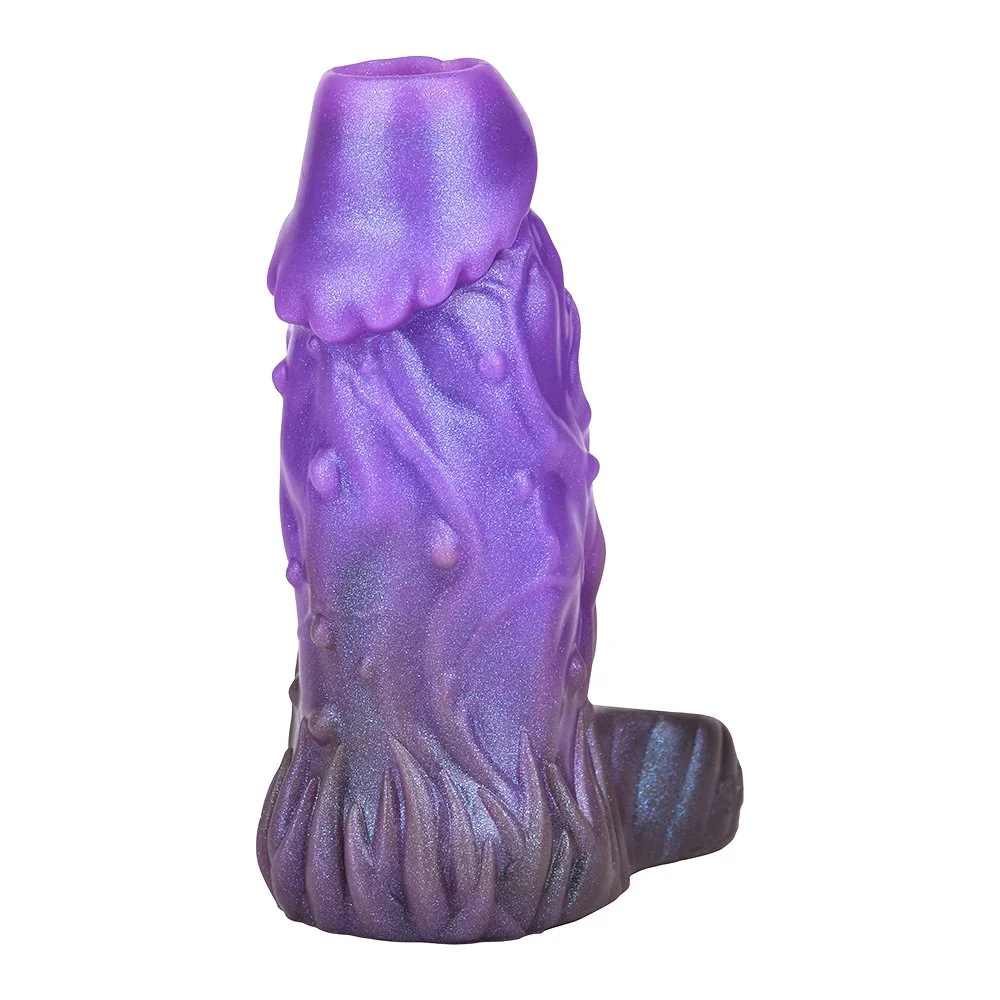 Soft Silicone Penis Enlargement Sleeve Amber Purple Fantasy Dildo Male Penis Extender Couple Sex Toys