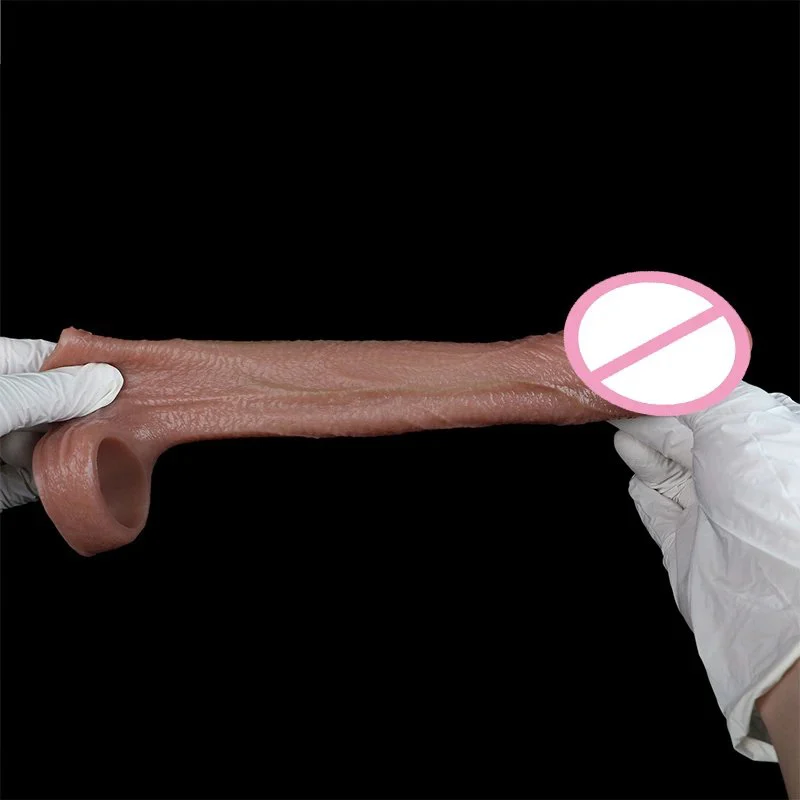 Soft Silicone Penis Ring Cock Sleeve Close Head Hollow Dildo Dick Enlargement Adult Sex Toy for Men Delay Ejaculation