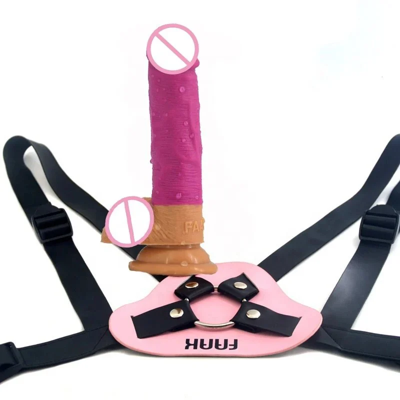 6.89 Inches Women Adult Sex Toys pink Realistic Double Layer Hardness Dildos Silicone Dildos with Strap on Belt