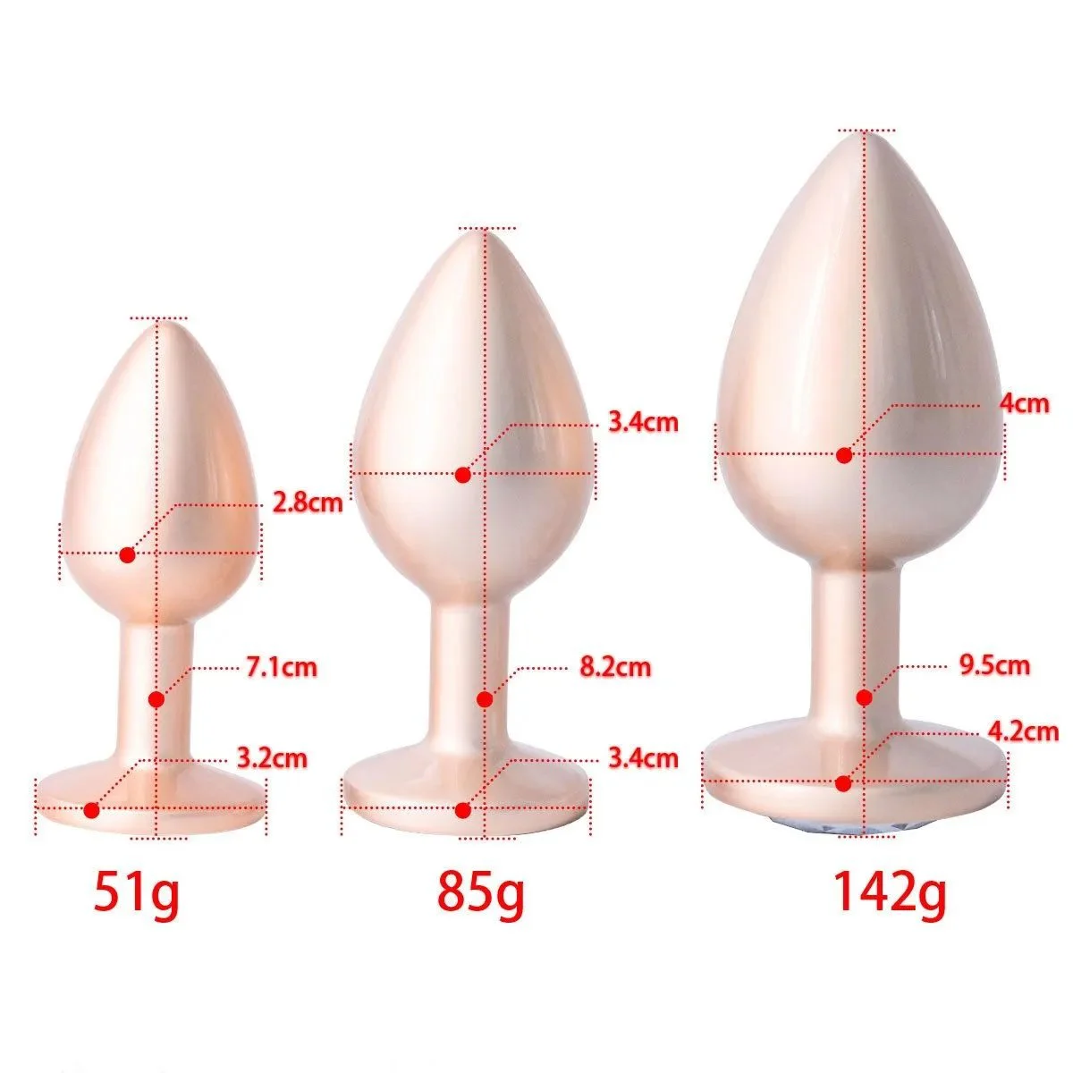 Fashionable Aluminium Alloy Butt Plug Men and Women's Adult Anal Sex Toys with Heart Crystal Various Colors