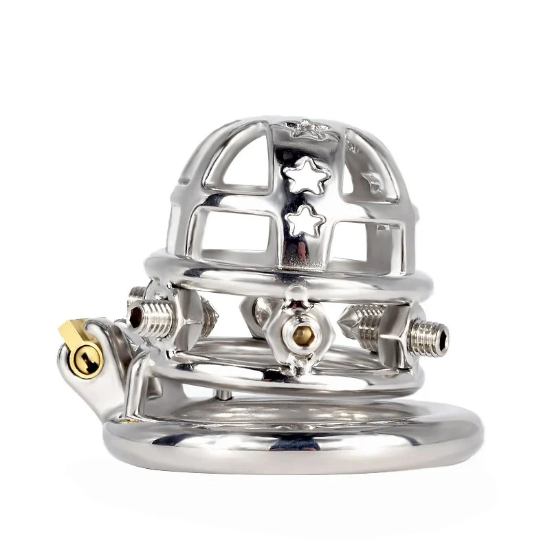 304 Stainless Steel Cock Cage Female Domination Gay Toys Bolted Chastity Device With Spikes