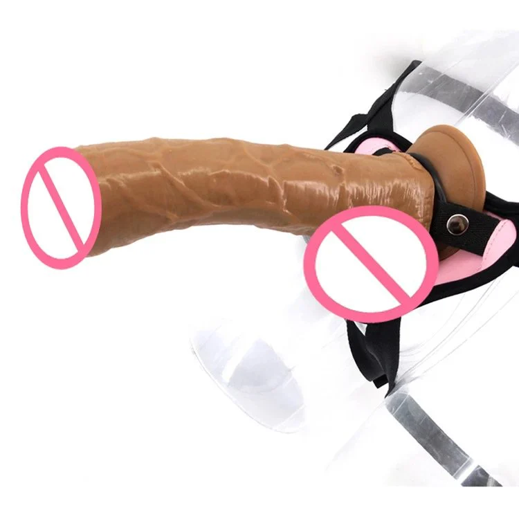23.5cm 5cm Lifelike Thick Dildo Plastic Penis with Belt for Lesbian Strap on Dildo Prepuce Glans Sex