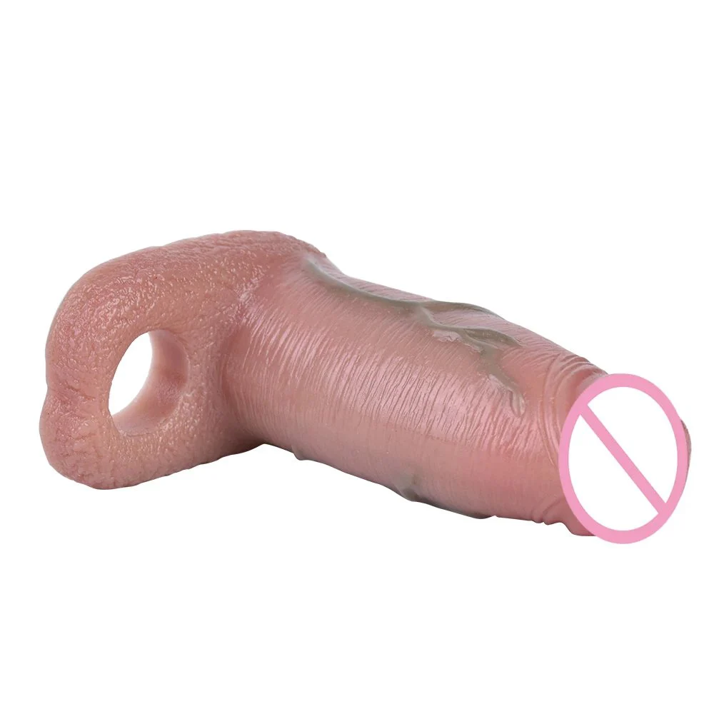Support Droppingship Realistic Silicone Extension Penis Extender Big Dildo on Hollow Dildos Sleeves for Men