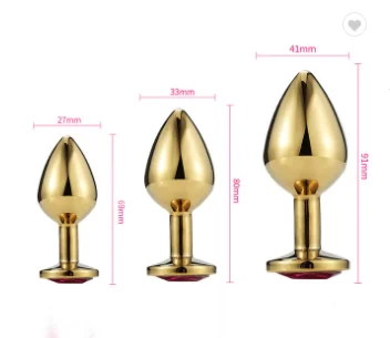 Gold Metal Plug Anal Couple Games Anal Adult Product Sex Toys