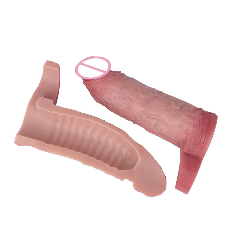 Two sizes to choose from Male Penis Extender Regular Closed-End Dildo SleevMedical Grade Silicone Simulation Dildo