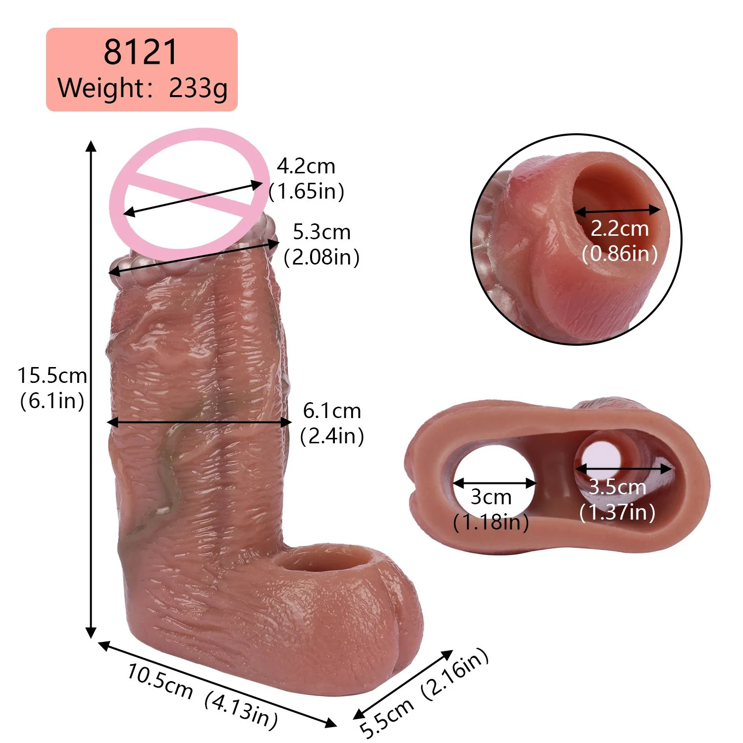 Reusable Extender Realistic Textured Extender Sheath for Men Cock Condom Penis Cuff Thickened Testicle Ring Male Sex Toy
