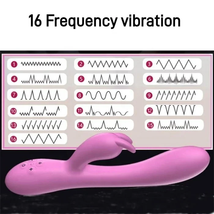 16-Frequency Rabbit Wand Massage Dildo Vibrator USB Power Supply with Double Head Silicone Material