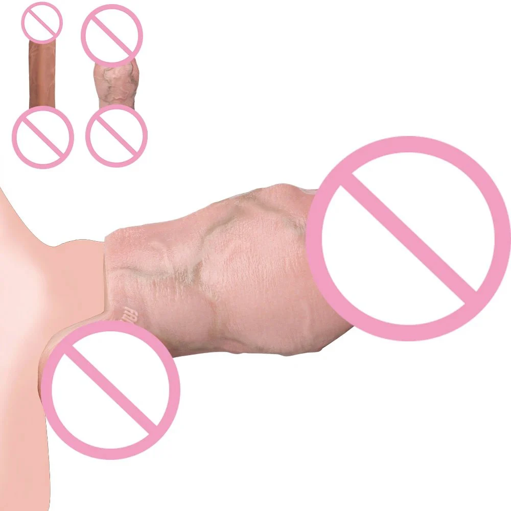 Reusable Penis Sleeve Extender Thick Realistic Cock Sleeve Condom Enlarger for Men